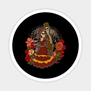 Sugar Skulls Romantic Skeletons Funny Day of Dead Halloween Magnet